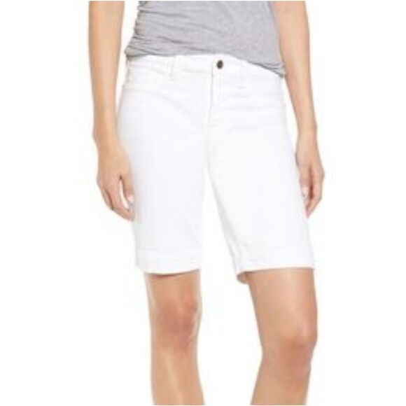 NWT JEN7 by 7 For All Mankind High Waist Denim Bermuda Shorts in White - Picture 8 of 11